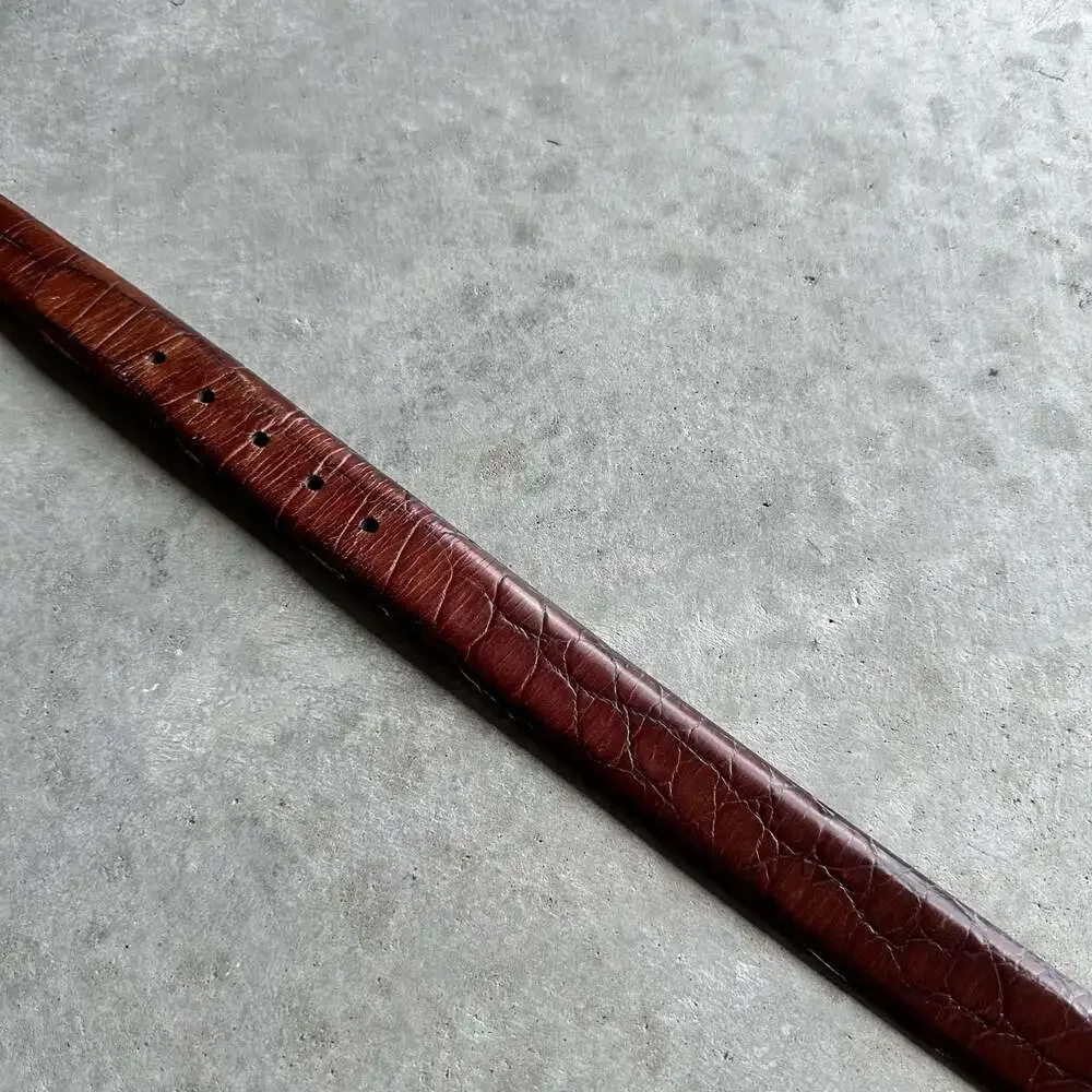 Trafalgar Men's Brown Croc-Embossed Leather Belt, Size 40”